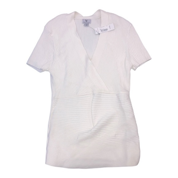 Tops - White Ribbed Knit silk top